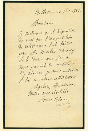 Item #263271 Autograph Letter, signed (“Louis Blanc”). Louis Blanc