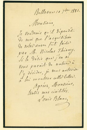 Item #263271 Autograph Letter, signed (“Louis Blanc”). Louis Blanc