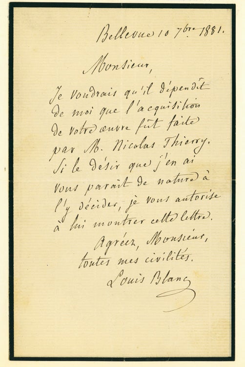Autograph Letter, signed (“Louis Blanc”)