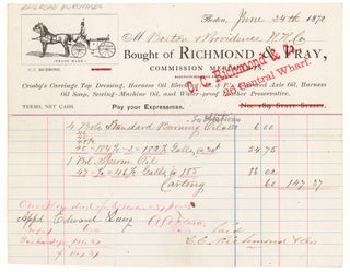 Item #263938 Billhead of Richmond & Pray Commission Merchants for a Barrell of Sperm Oil ; 4...