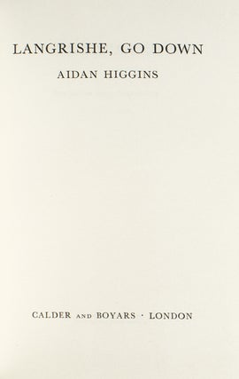 Item #263990 Langrishe, Go Down. Aidan Higgins