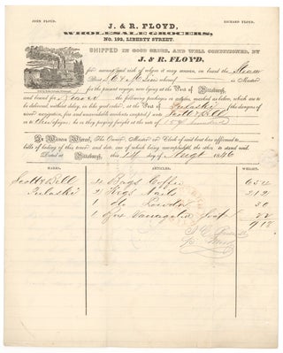 Item #264033 Billhead from J. & R. Floyd, Wholesale Grocers for shipment of coffee, nails, powder...