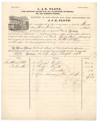 Item #264033 Billhead from J. & R. Floyd, Wholesale Grocers for shipment of coffee, nails,...