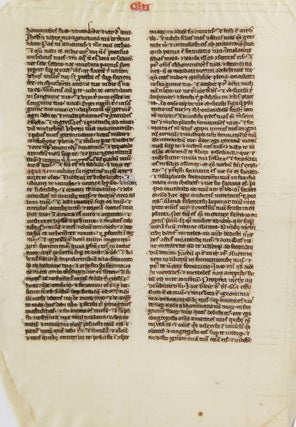 Item #264482 Mannuscript leaf in latin small hand two columns from Book of Ezekiel ending 16:37