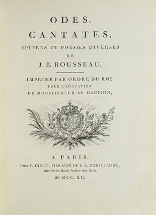 Odes, Cantates, Epîtres et Poésies Diverses [from: Collection des Auteurs Classiques François et Latins]