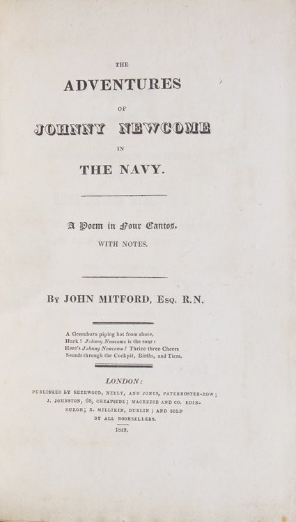 The Adventures of Johnny Newcome in the Navy; a Poem in Four Cantos, with Notes