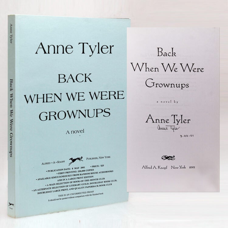 Item #264867 Back When We Were Grownups. A Novel. Anne Tyler.