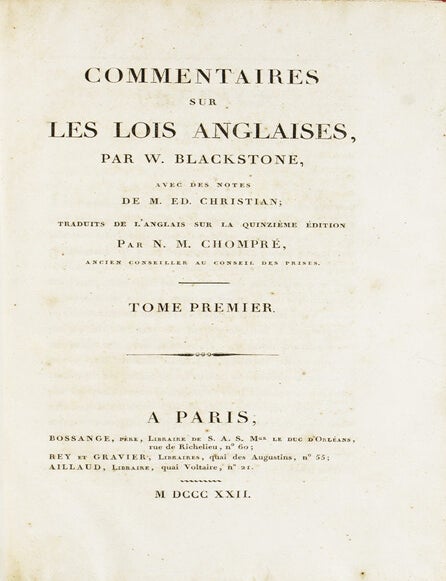 Commentaires sur les Lois Anglaises …