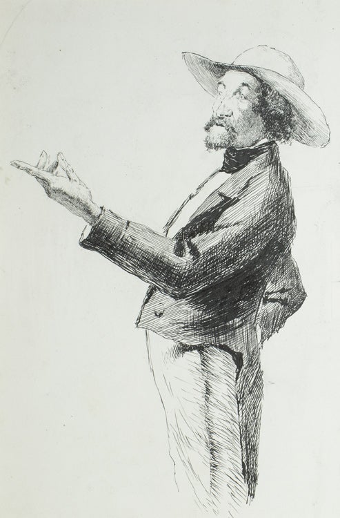 Pen and Ink Drawing: "Mr. Billy Downs" in Century Sept 1892 from Richard Malcolm Johnston's A Bachelor's Counsellings