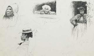 Item #266906 Pen and Ink Drawing: 4 vignette scenes of black women for "Mrs. Stowe's Uncle Tom at...