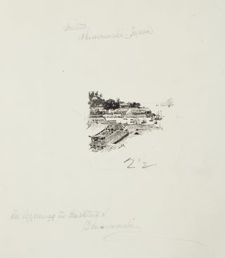 Item #266929 Pen and Ink "The Wyoming in the Straits of Shimonoséki" drawn from a photograph for...