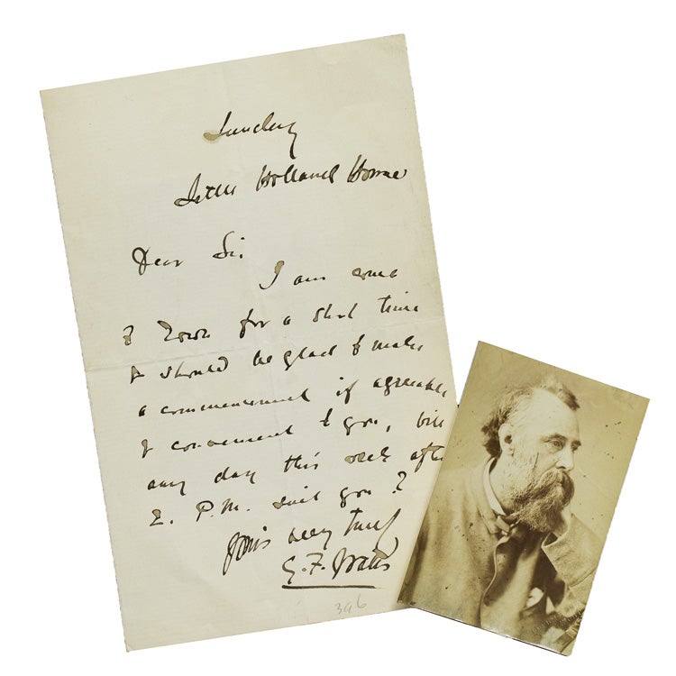 Item #27363 Autograph letter signed “G. F. Watts”. Watts, eorge, rederick.