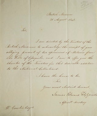 Item #27402 ALS “James Edward Fitzgerald” as Assistant Secretary of the British Museum to...