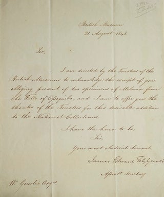 Item #27402 ALS “James Edward Fitzgerald” as Assistant Secretary of the British Museum to...