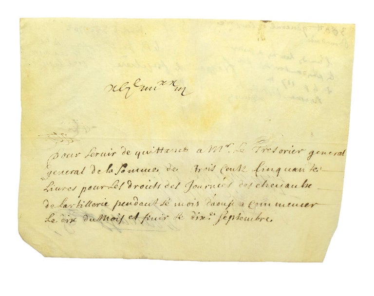 Manuscript document signed “François de Frejean de Fregeliere, Bourdaisse”