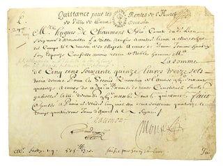 Item #27715 Manuscript document signed “Chaumont”. Louis XIV, Hugues Chaumont, Comte de