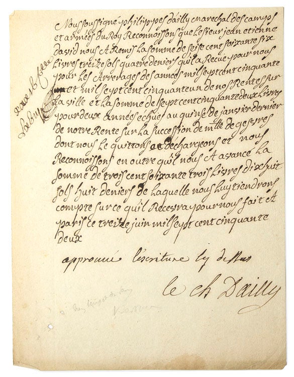 Manuscript document signed “Le. Ch. Dailly”