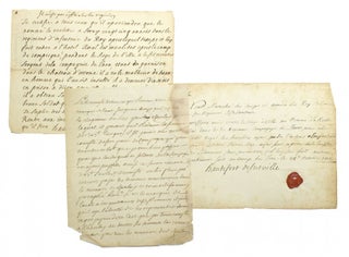 Item #27723 Three manuscript documents signed “Hauteford de Surville,” one with seal, first...
