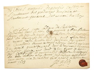 Item #27725 Manuscript document signed “J. F. St. Fremond,” with seal. Louis XIV, Jean...