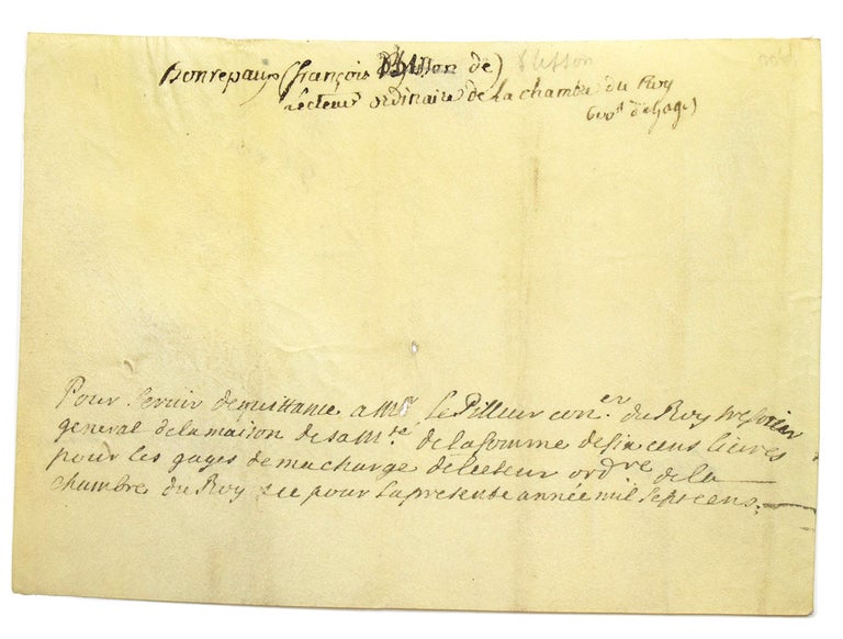 Manuscript document signed on verso “Francois d'Usson de Bonrepaus”