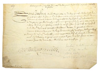 Item #27731 Manuscript document signed “J.de Bellengreville”. Louis XIII, Joachim de...