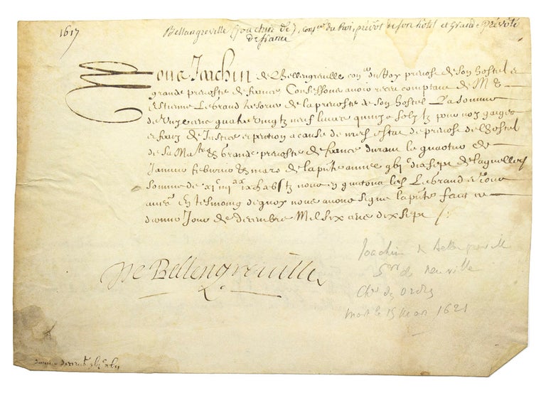 Manuscript document signed “J.de Bellengreville”