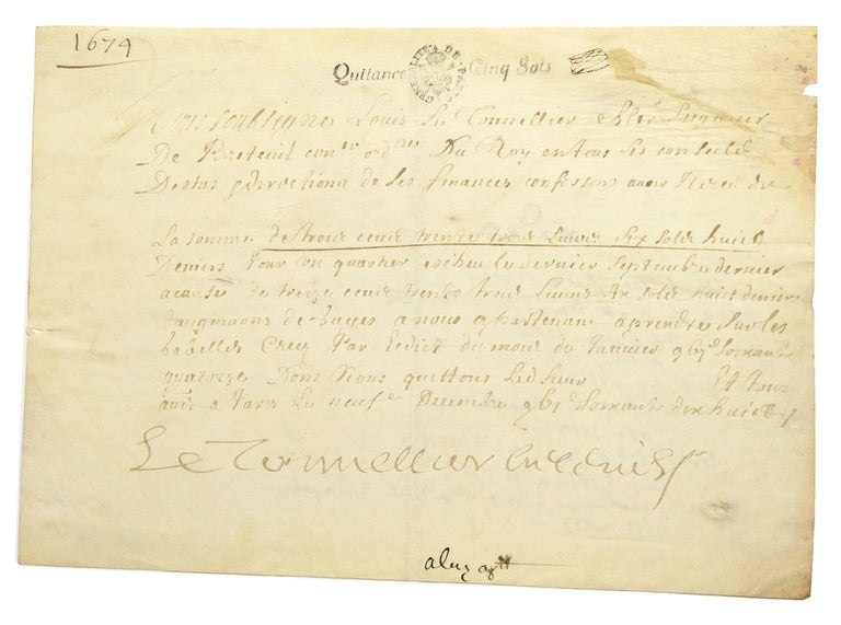 Manuscript document signed “Le Tonnellier Breteuil”
