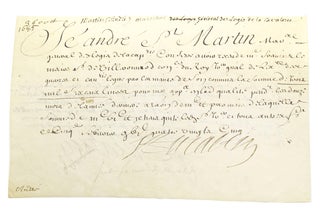 Item #27735 Two manuscript documents signed “St. Martin,” one also signed on verso. Louis...
