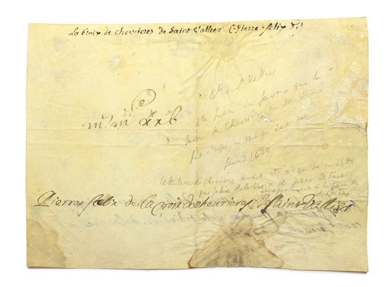 Autograph note signed “Pierre Felix de la Croix de Chevrieres de Saint Vallier,” signed on verso