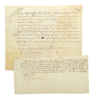 Item #27742 Two manuscript documents signed “A. D'Aguesseau”. Louis XIII, Antoine D'Aguesseau