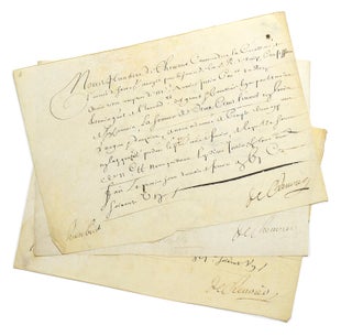 Item #27747 Three manuscript documents signed “Humbert de Chevrier”. Louis XIV, Humbert...