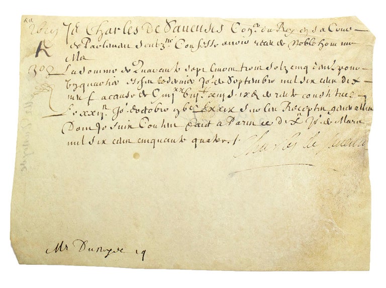 Manuscript document signed “Charles de Saveuses”