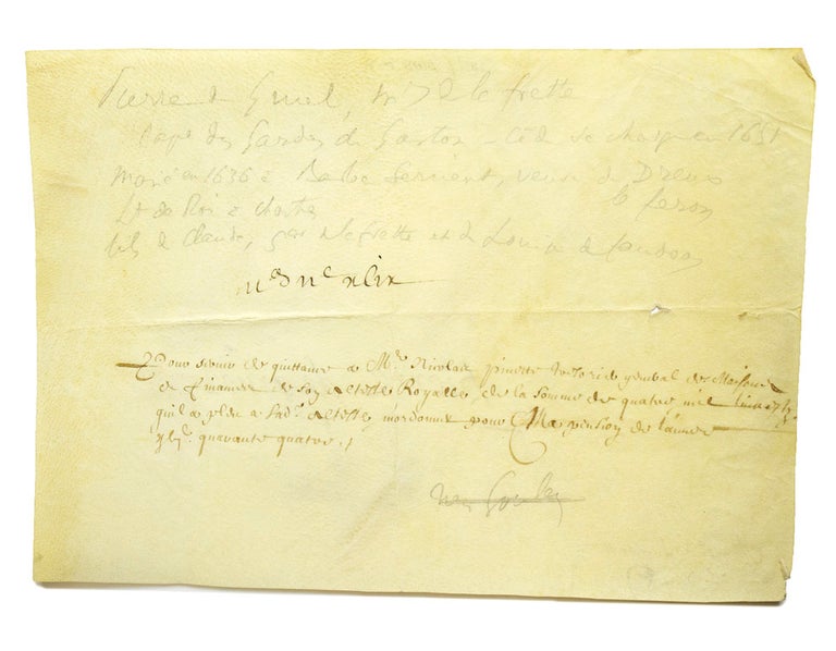 Manuscript document signed “Pierre de Gruels” on the verso
