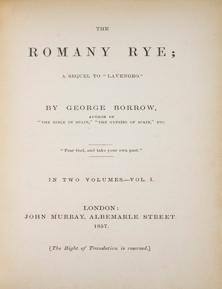 The Romany Rye; a Sequel to "Lavengro"