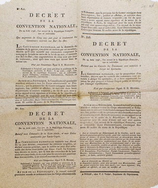 Item #28337 Decret de la Convention Nationale du 14 Août, 1793...qui augmente de Cinq sous par...