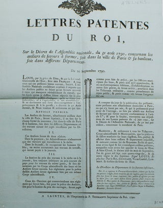 Item #28342 Lettres Patentes du Roy, sur le Décret de l'Assemblée nationale, du 31 août 1790,...