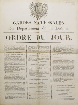 Item #28378 Gardes Nationales de Département de la Drôme. Ordre du Jour. Louis XVIII