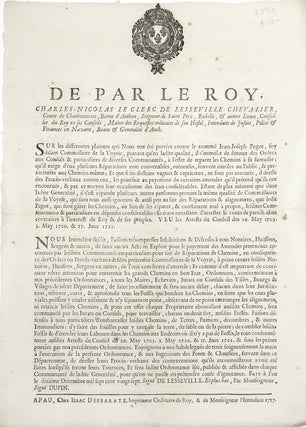 Item #28968 De Par Le Roy, Charles Nicolas le Clerc de Lesseville Chevalier, Cpomte de...