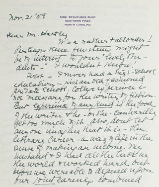 Item #29043 Autograph letter signed “Katharine N. Burt”. Katharine Burt, American novelist,...