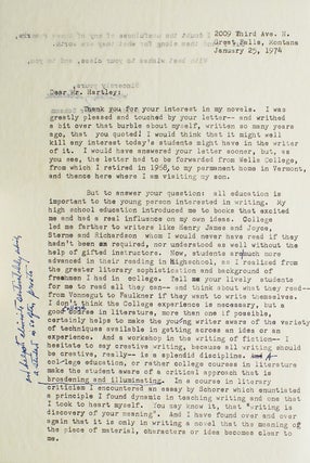 Item #29055 Typed letter signed “Mildred Walker”. Mildred Walker, American novelist
