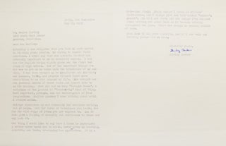 Item #29071 Typed letter signed “Shirley Barker”. Shirley Barker, American novelist