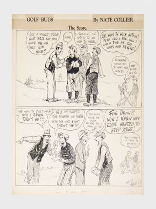 Item #29146 &ldquo;Golf Bugs: The Score&rdquo; Original of a two-panel cartoon, india ink on light card,...