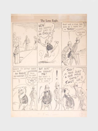 Item #29148 &rdquo;Golf Bugs: The Lone Eagle&rdquo; Original of an six-panel cartoon, india ink on light...