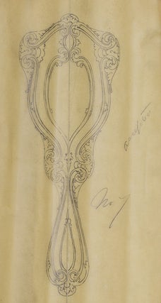 Item #29347 Original pencil design for ladies' hand mirror. George R. Benda