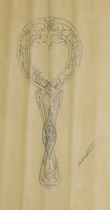 Item #29348 Original pencil design for ladies' hand mirror. George R. Benda