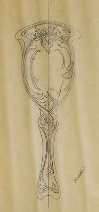 Item #29349 Original pencil design for ladies' hand mirror. George R. Benda