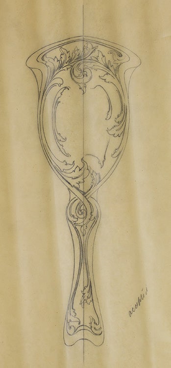 Original pencil design for ladies' hand mirror