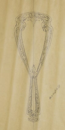 Item #29351 Original pencil design for ladies' hand mirror. George R. Benda