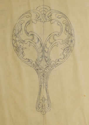 Item #29355 Original pencil design for ladies' hand mirror. George R. Benda