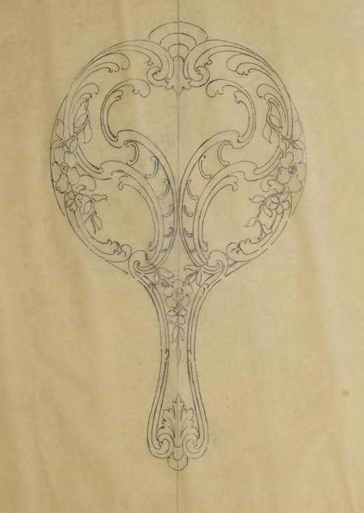 Original pencil design for ladies' hand mirror